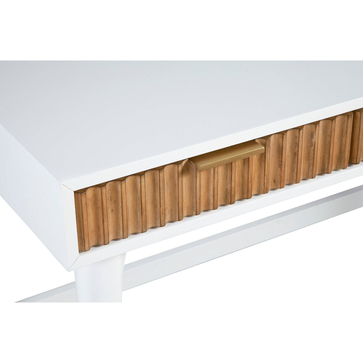 Larsen Large Solid Wood Desk with 3 Drawers and Gold Handles – view 4