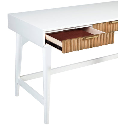 Larsen Large Solid Wood Desk with 3 Drawers and Gold Handles – view 5