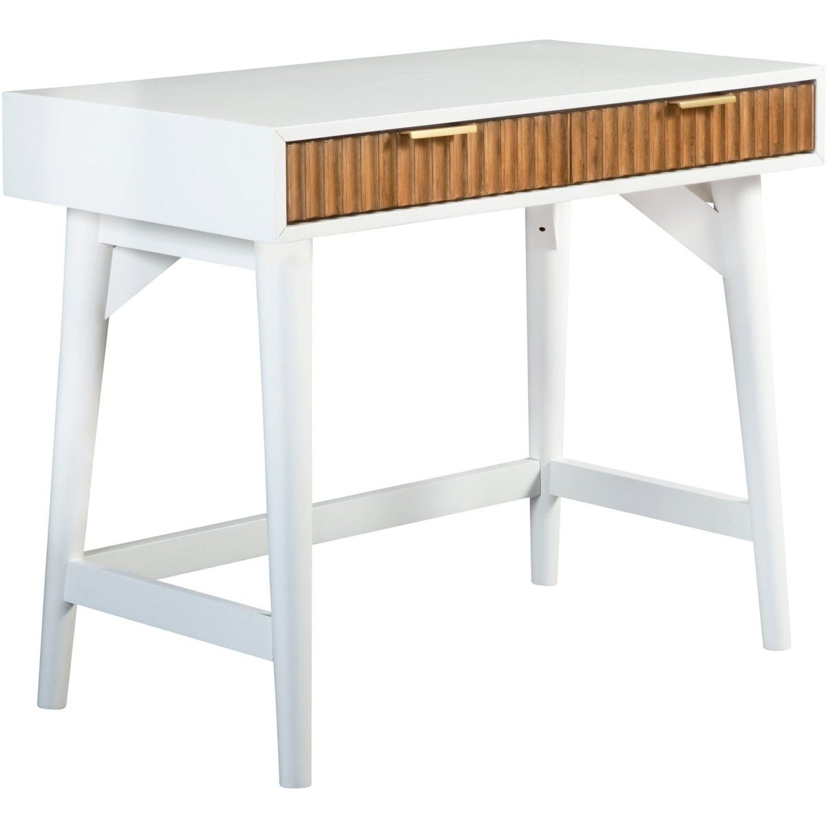 Larsen Mini Solid Wood Writing Desk with Gold Accent Handles – view 3