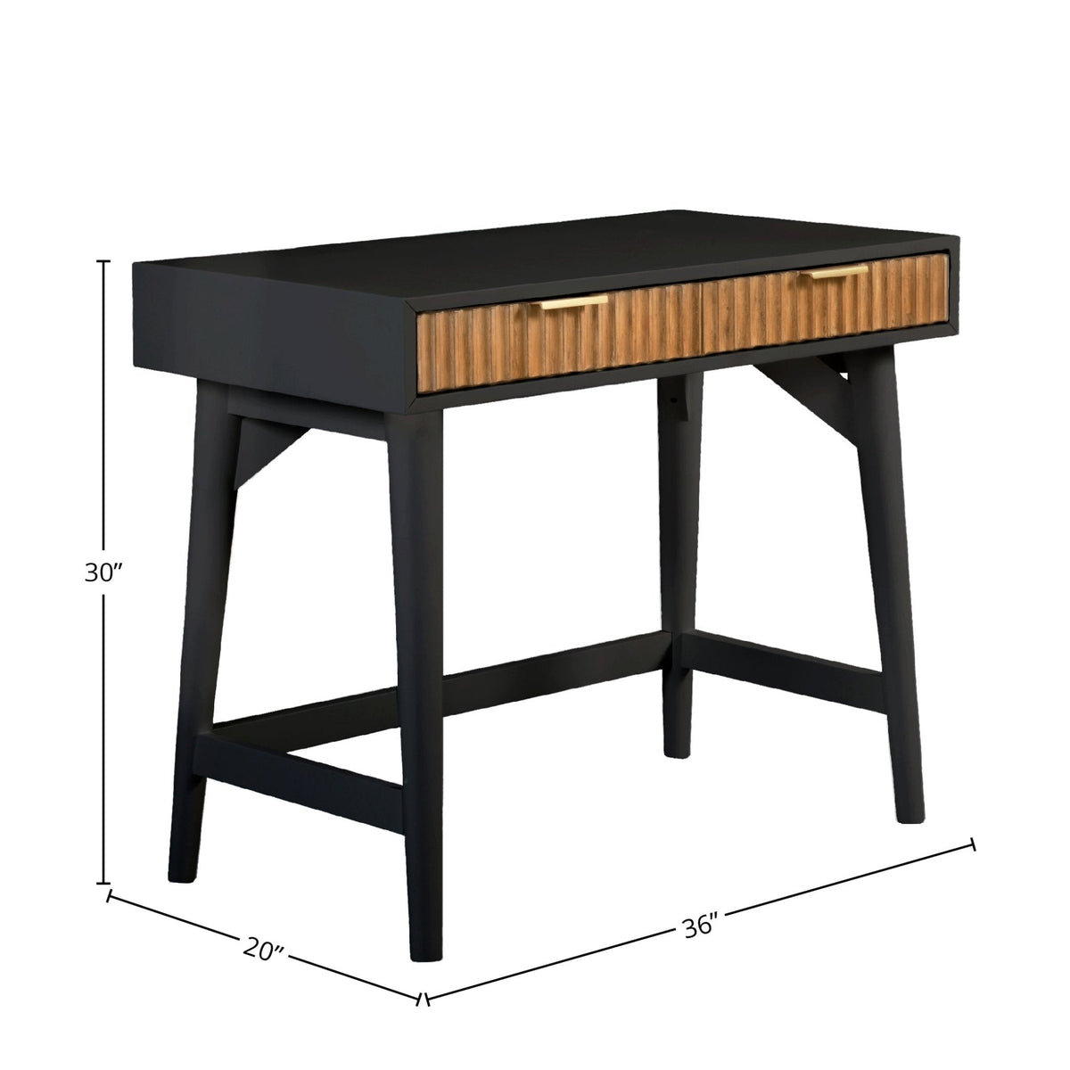 Larsen Mini Solid Wood Writing Desk with Gold Accent Handles – view 14