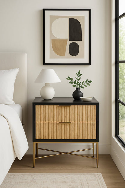Larsen 2-Drawer Nightstand with Gold Legs and Hardware – view 9