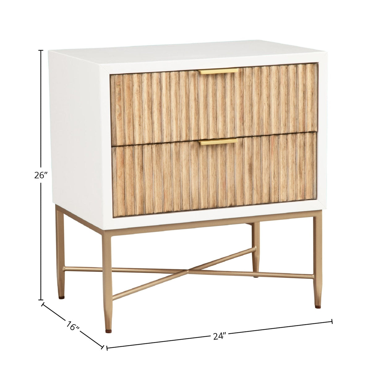 Larsen 2-Drawer Nightstand with Gold Legs and Hardware – view 8