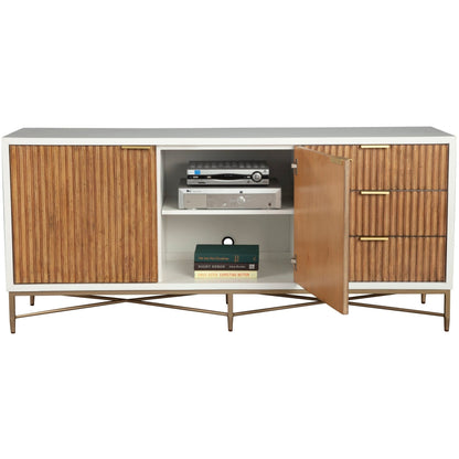 Larsen Solid Wood TV Console with Gold Hardware and Dovetail Drawers – view 7