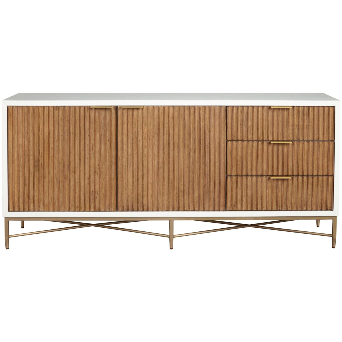 Larsen Solid Wood TV Console with Gold Hardware and Dovetail Drawers – view 5
