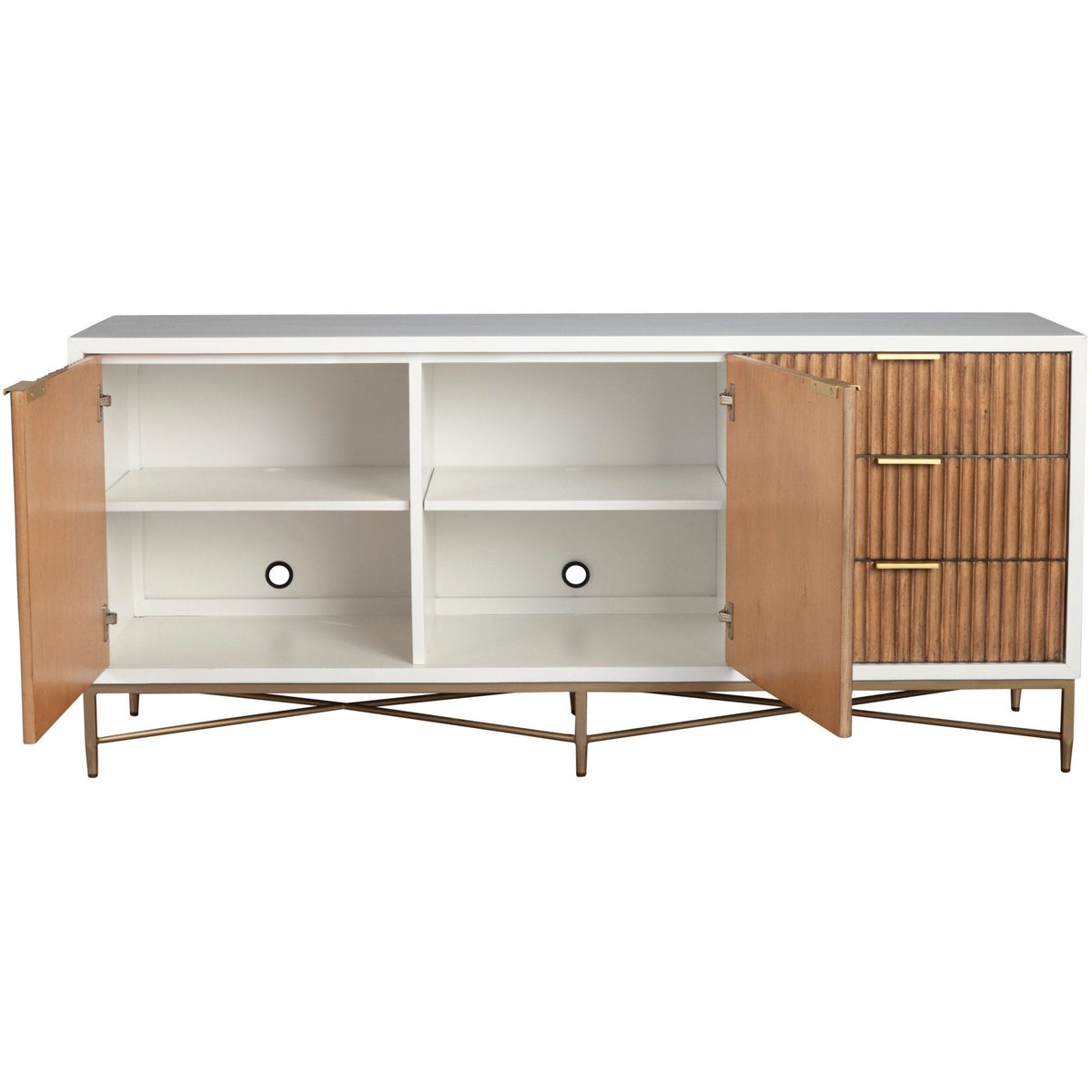 Larsen Solid Wood TV Console with Gold Hardware and Dovetail Drawers – view 9
