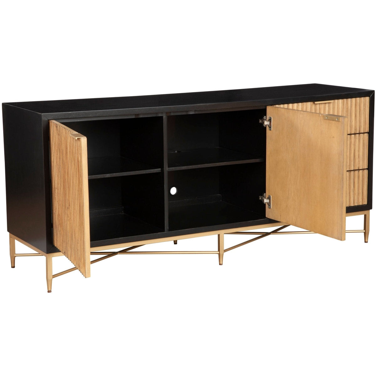 Larsen Solid Wood TV Console with Gold Hardware and Dovetail Drawers – view 15