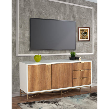 Larsen Solid Wood TV Console with Gold Hardware and Dovetail Drawers – view 3