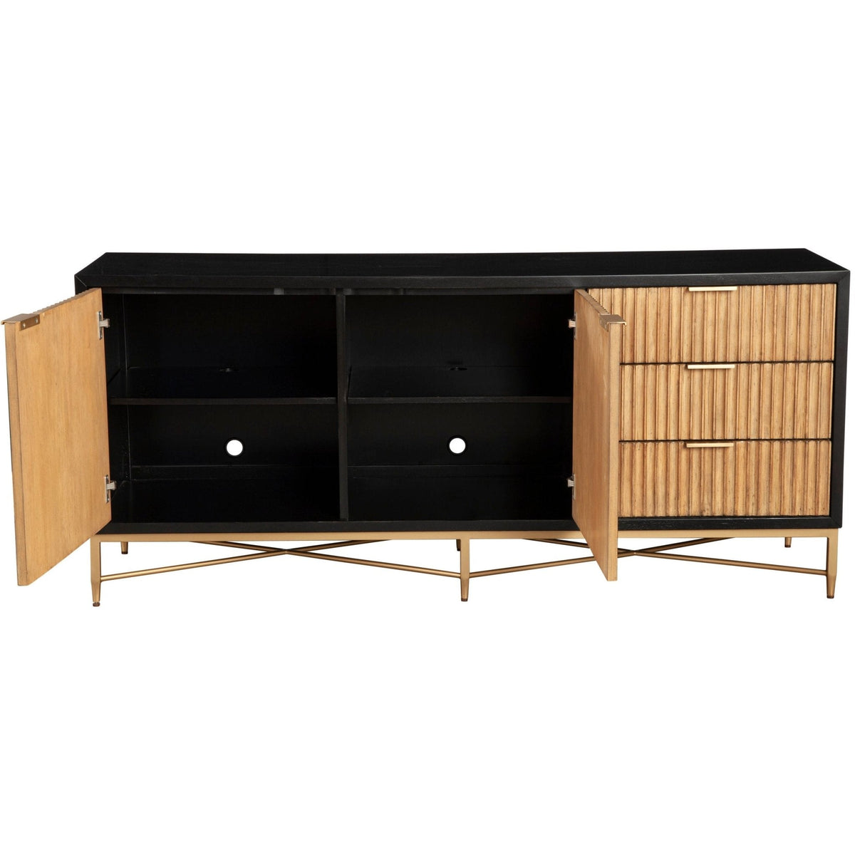 Larsen Solid Wood TV Console with Gold Hardware and Dovetail Drawers – view 16