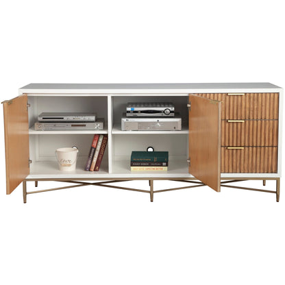 Larsen Solid Wood TV Console with Gold Hardware and Dovetail Drawers – view 8