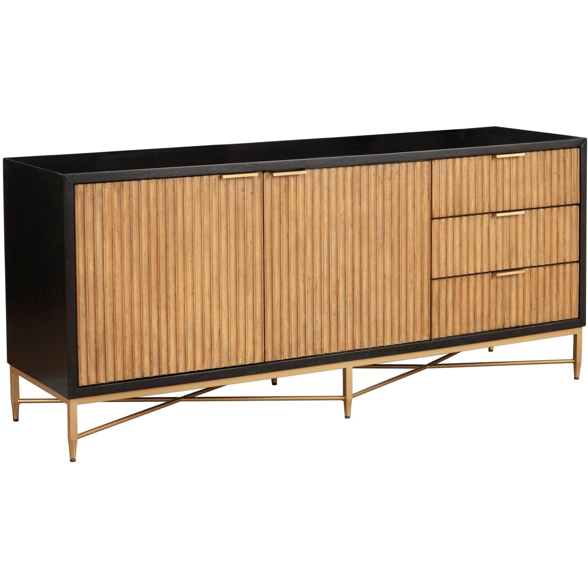 Larsen Solid Wood TV Console with Gold Hardware and Dovetail Drawers – view 13
