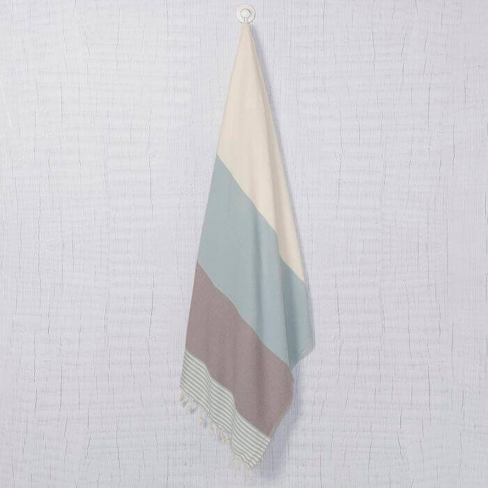 Multi Color Striped Turkish Towel, Handwoven Cotton, Oversized 39 x 70 – view 8