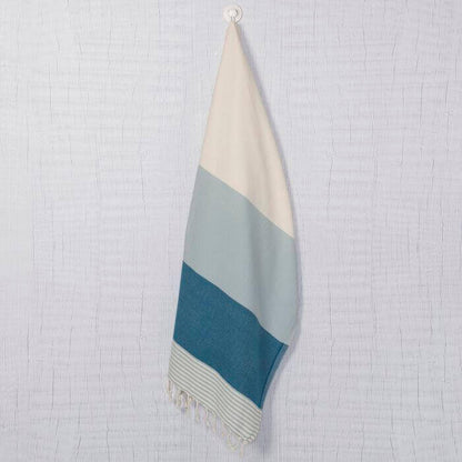 Multi Color Striped Turkish Towel, Handwoven Cotton, Oversized 39 x 70 – view 6