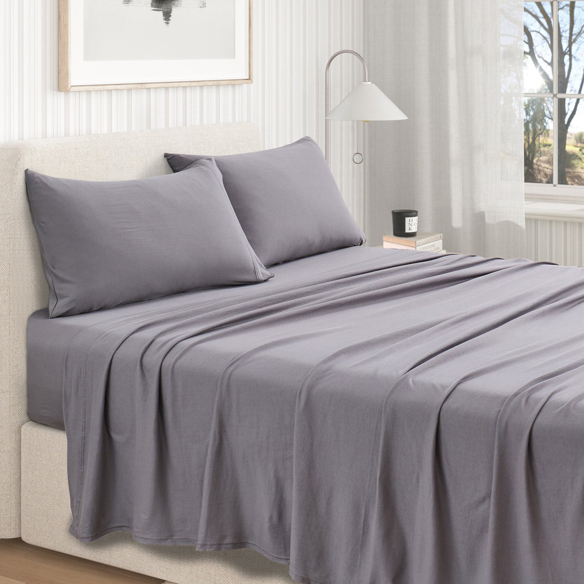 100% Organic Cotton Jersey Knit Sheet Set, Soft and Stretchy – view 24