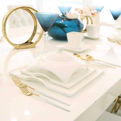Modern Square White Porcelain Dinnerware Set, 20 Piece Service for 4 – view 6