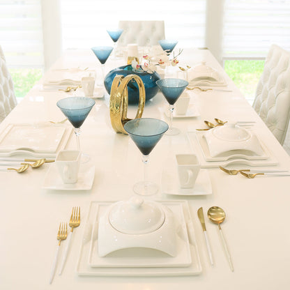 Modern Square White Porcelain Dinnerware Set, 20 Piece Service for 4 – view 8