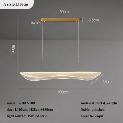 Contemporary Irregular Acrylic LED Linear Chandelier, 90 to 150 cm – view 10