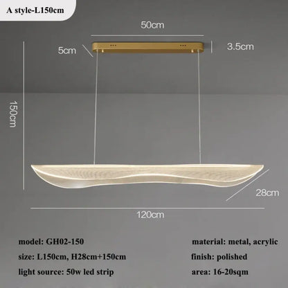 Contemporary Irregular Acrylic LED Linear Chandelier, 90 to 150 cm – view 12