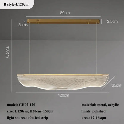 Contemporary Irregular Acrylic LED Linear Chandelier, 90 to 150 cm – view 8