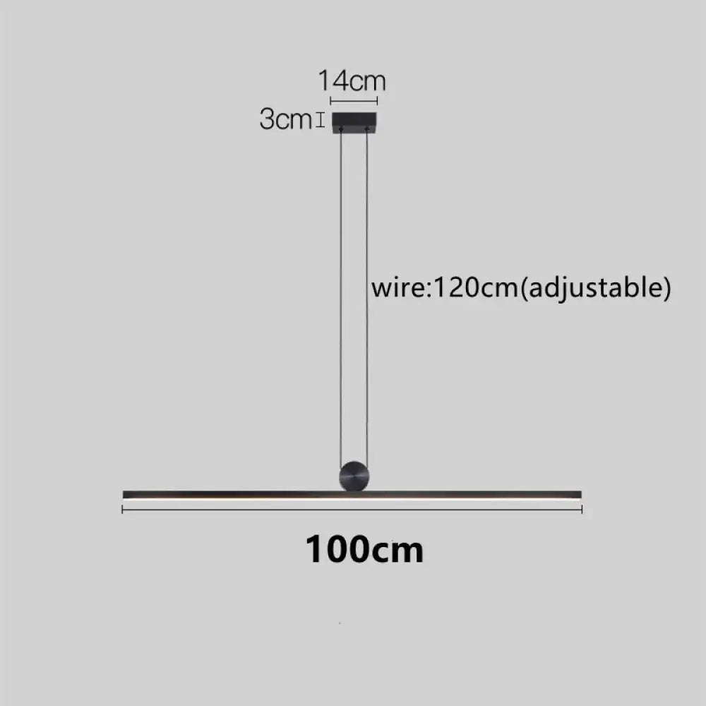 Modern LED Strip Linear Chandelier for Kitchen Island, Black or White – view 7
