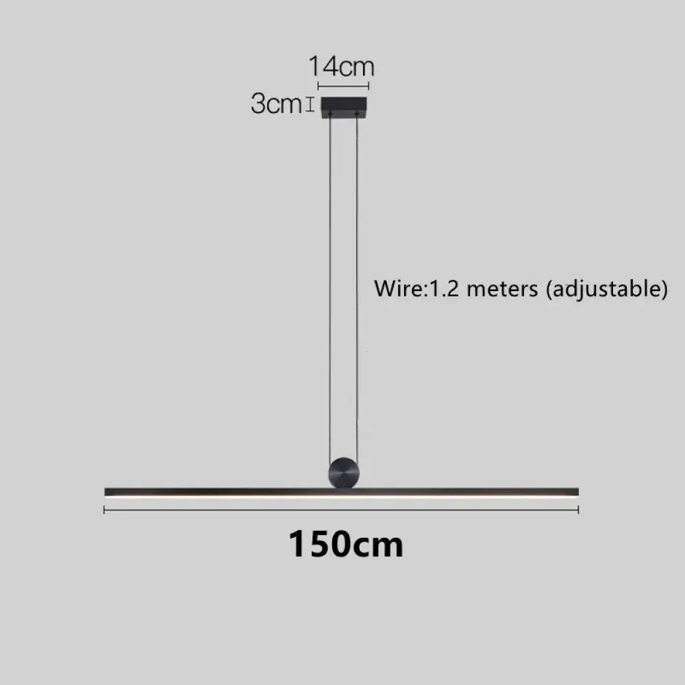 Modern LED Strip Linear Chandelier for Kitchen Island, Black or White – view 9