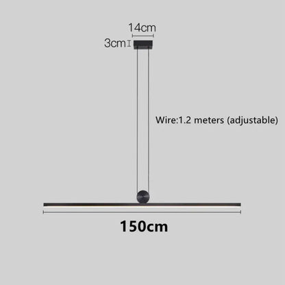 Modern LED Strip Linear Chandelier for Kitchen Island, Black or White – view 9