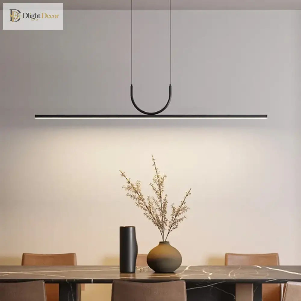 Modern LED Strip Linear Chandelier for Kitchen Island, Black or White – view 2