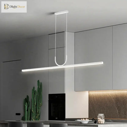 Modern LED Strip Linear Chandelier for Kitchen Island, Black or White – view 4