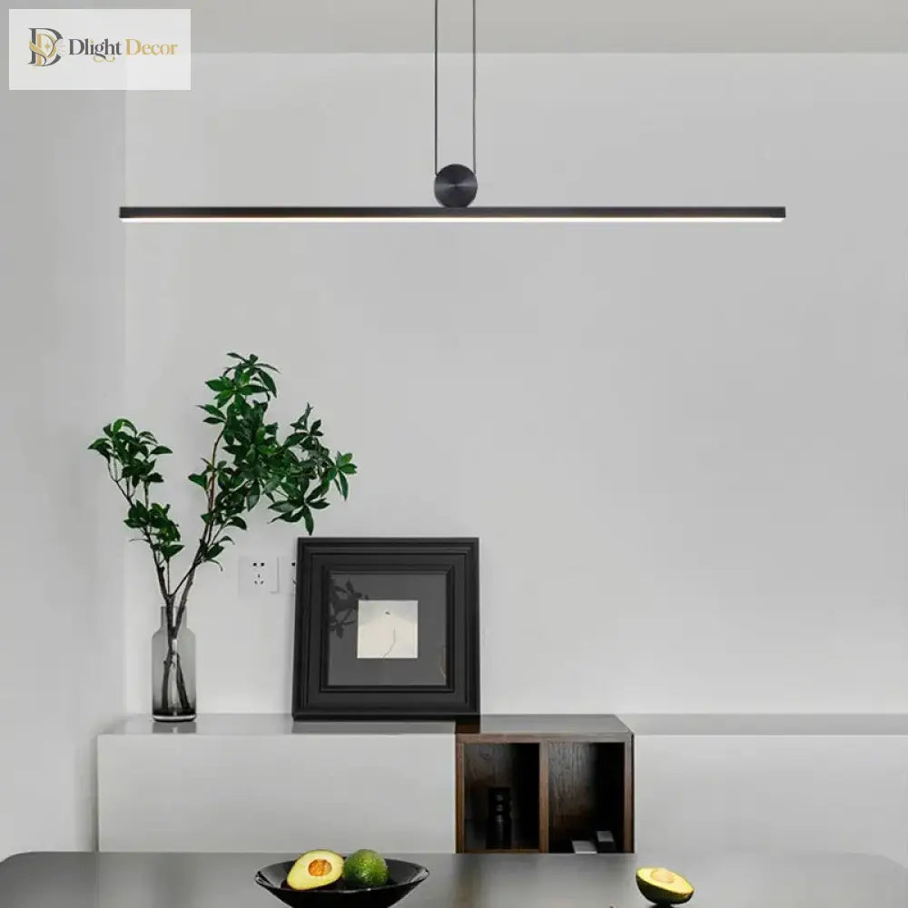 Modern LED Strip Linear Chandelier for Kitchen Island, Black or White – view 3