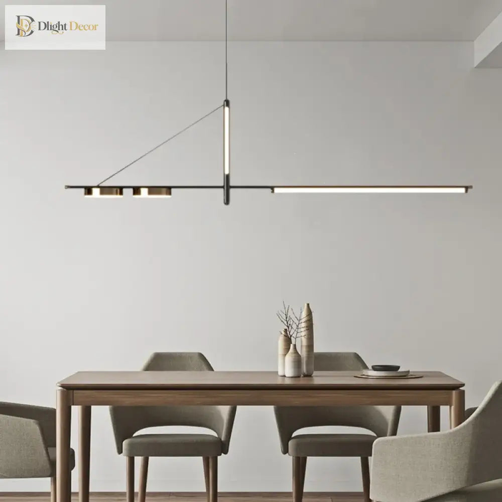 Minimalist Black LED Linear Pendant Chandelier, 120 or 150 cm – view 3