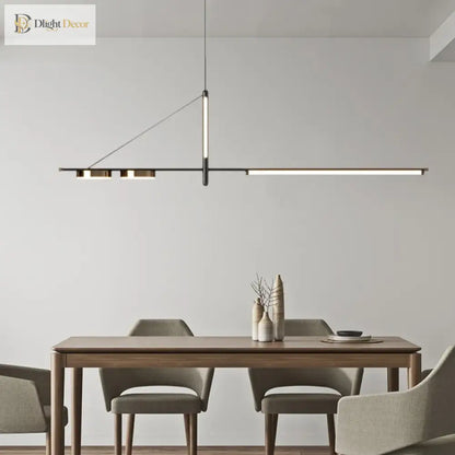 Minimalist Black LED Linear Pendant Chandelier, 120 or 150 cm – view 3