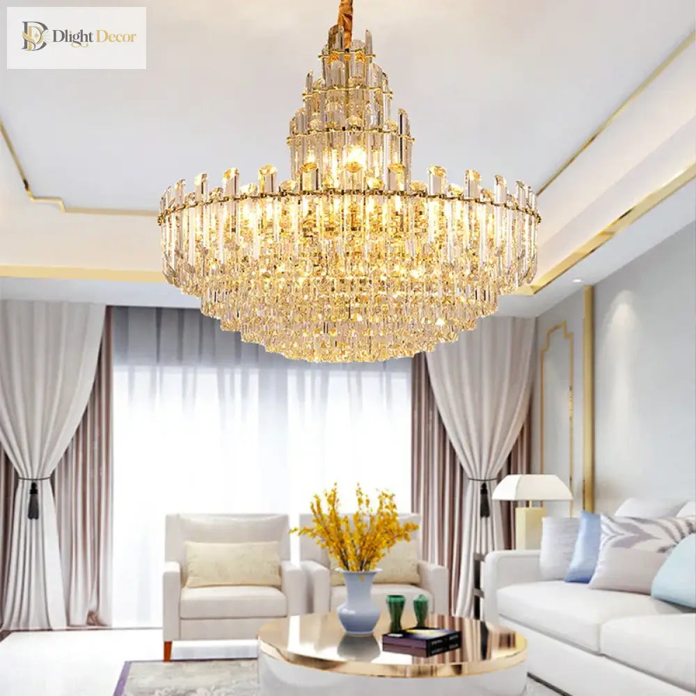 LED Crystal Chandelier in Gold, Silver or Black, Round or Linear – view 3
