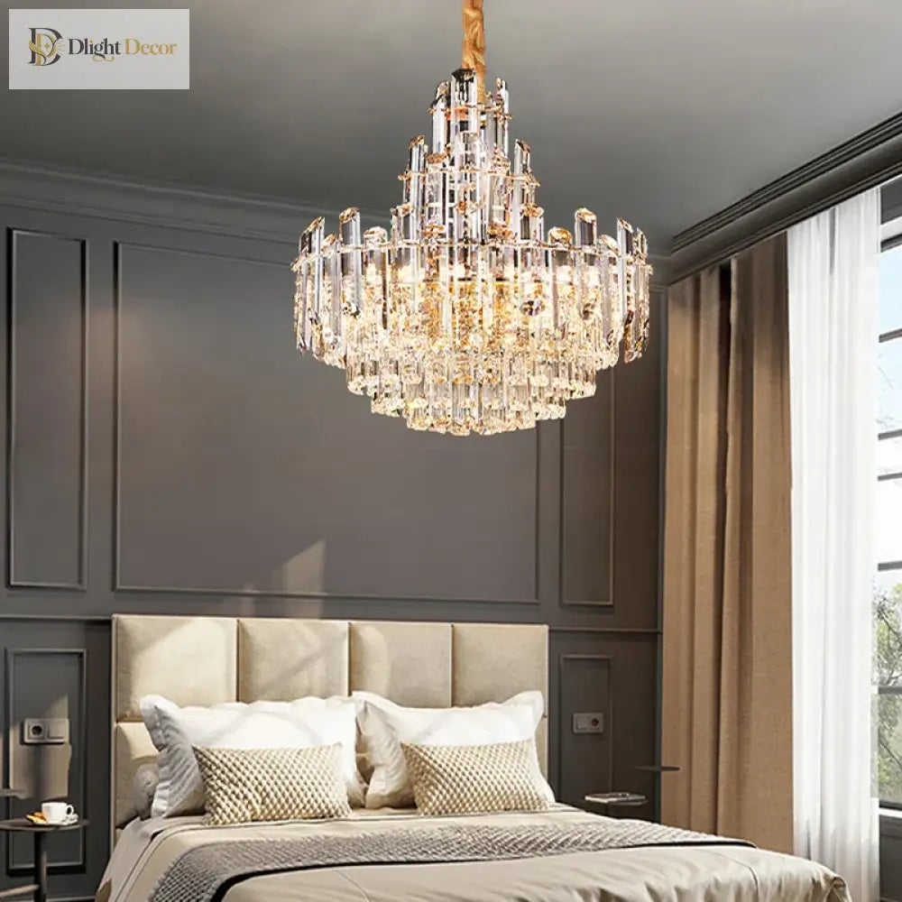 LED Crystal Chandelier in Gold, Silver or Black, Round or Linear – view 5