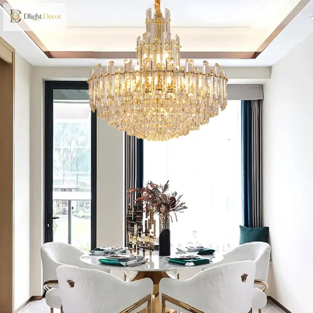 LED Crystal Chandelier in Gold, Silver or Black, Round or Linear – view 4