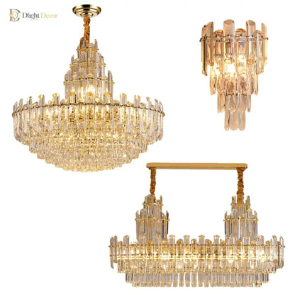 LED Crystal Chandelier in Gold, Silver or Black, Round or Linear – view 2