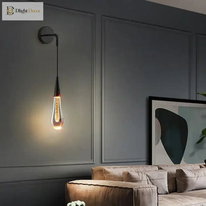 LED Crystal Raindrop Wall Sconce – Gold or Black Bedside Light – view 2