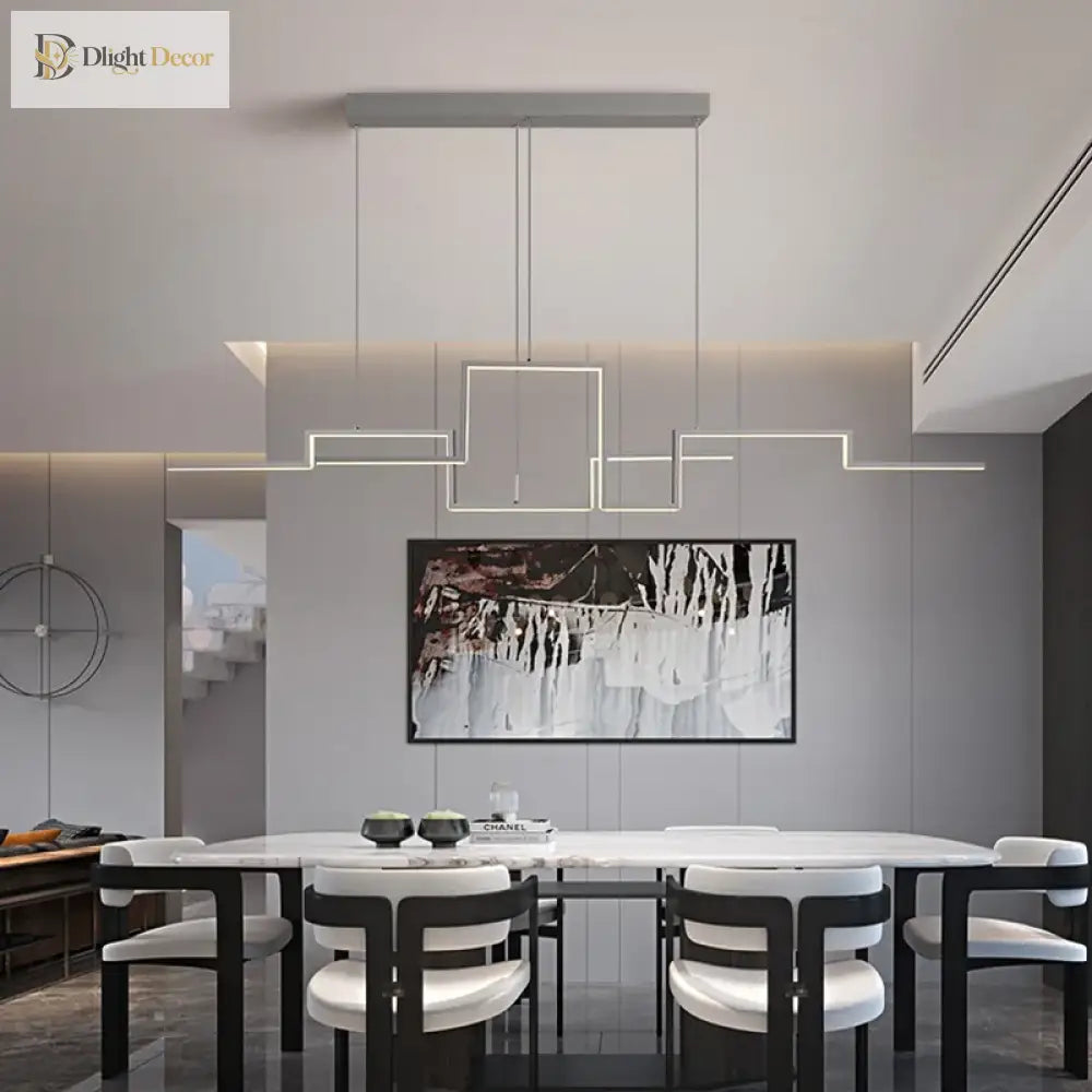 Geometric LED Linear Pendant Light for Kitchen Island – view 3