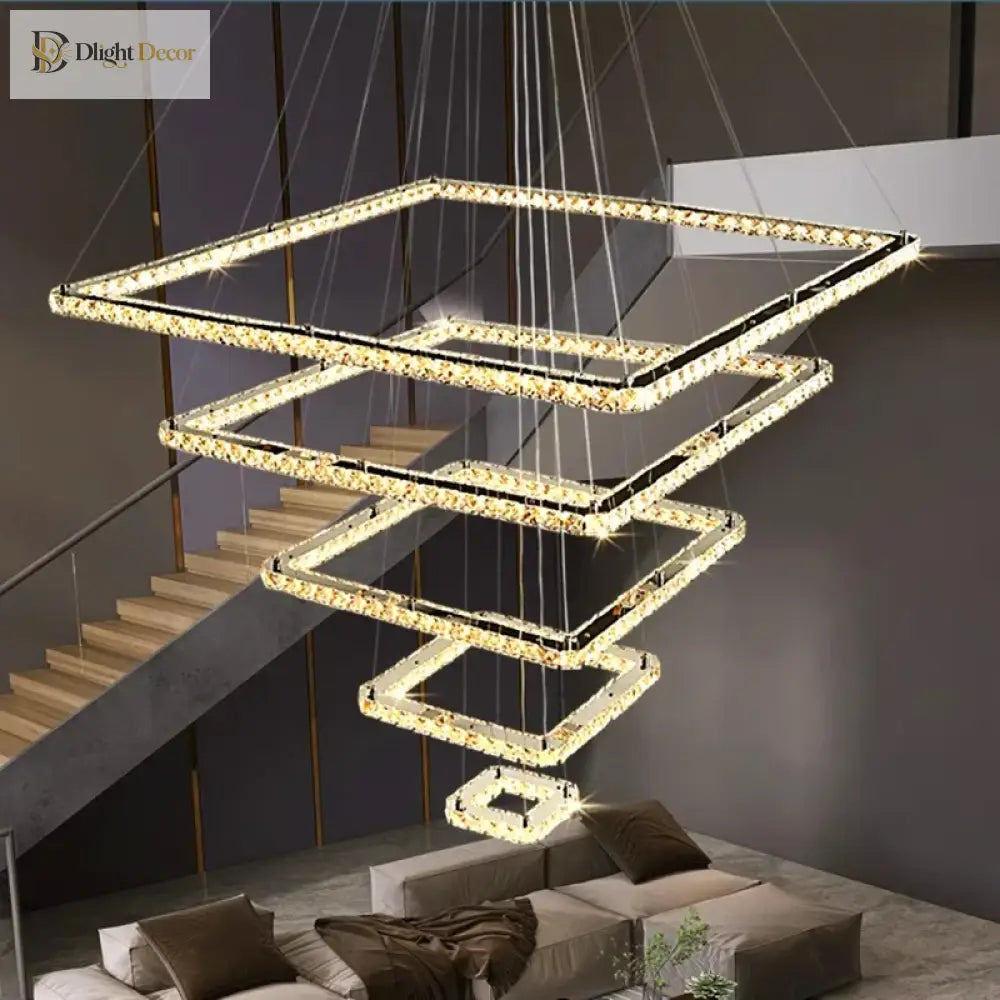 Multi-Ring Chrome LED Crystal Chandelier, 3 to 5 Rings – view 3