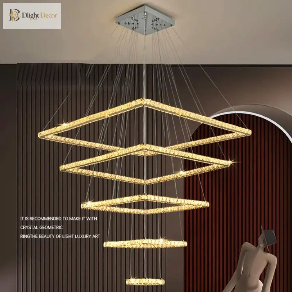 Multi-Ring Chrome LED Crystal Chandelier, 3 to 5 Rings – view 2