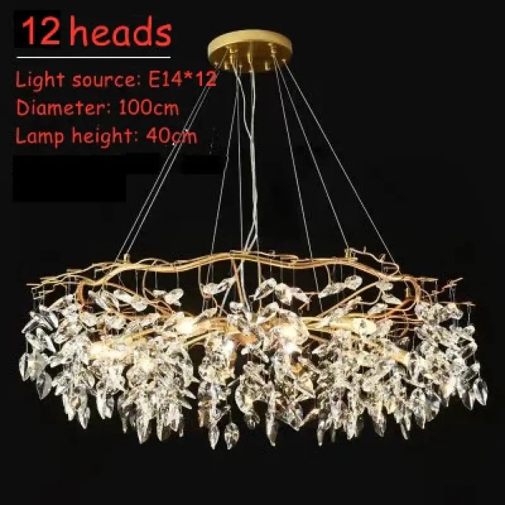 LED Leaf Crystal Chandelier for Dining Room and Bedroom, 4 to 16 Heads – view 11