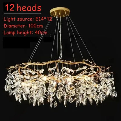 LED Leaf Crystal Chandelier for Dining Room and Bedroom, 4 to 16 Heads – view 11