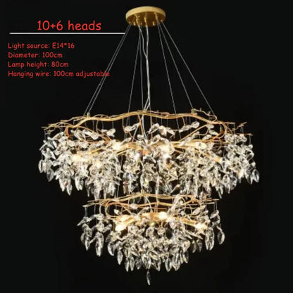 LED Leaf Crystal Chandelier for Dining Room and Bedroom, 4 to 16 Heads – view 12