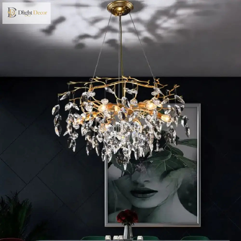 LED Leaf Crystal Chandelier for Dining Room and Bedroom, 4 to 16 Heads – view 3