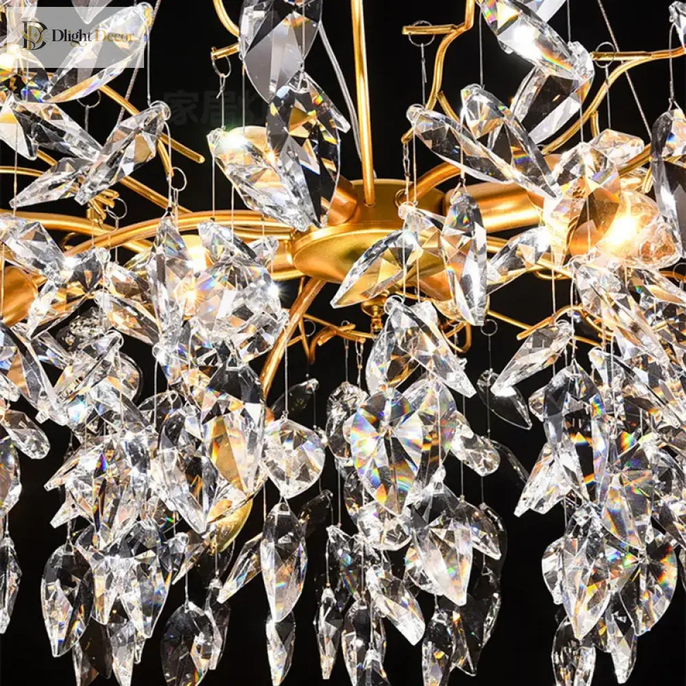 LED Leaf Crystal Chandelier for Dining Room and Bedroom, 4 to 16 Heads – view 5
