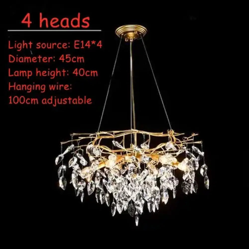 LED Leaf Crystal Chandelier for Dining Room and Bedroom, 4 to 16 Heads – view 7