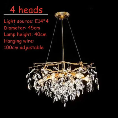 LED Leaf Crystal Chandelier for Dining Room and Bedroom, 4 to 16 Heads – view 7