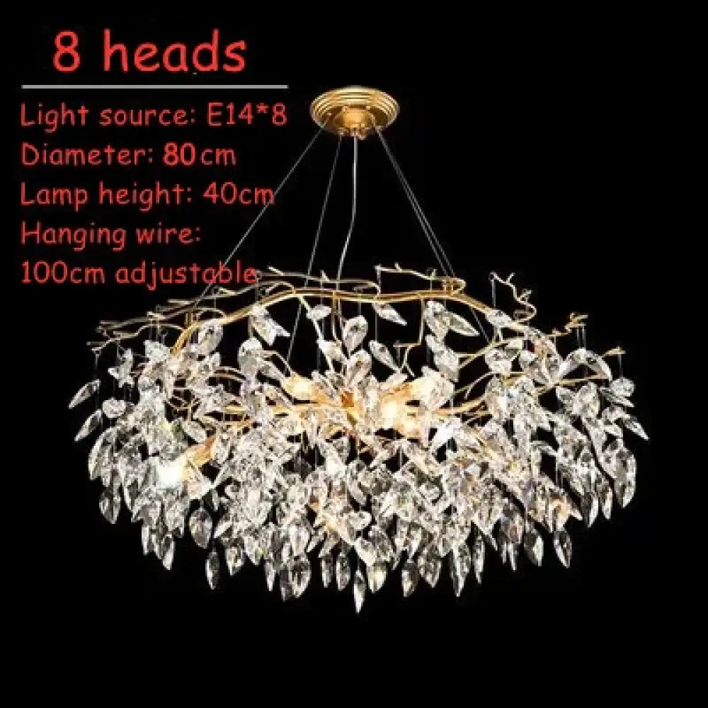 LED Leaf Crystal Chandelier for Dining Room and Bedroom, 4 to 16 Heads – view 9