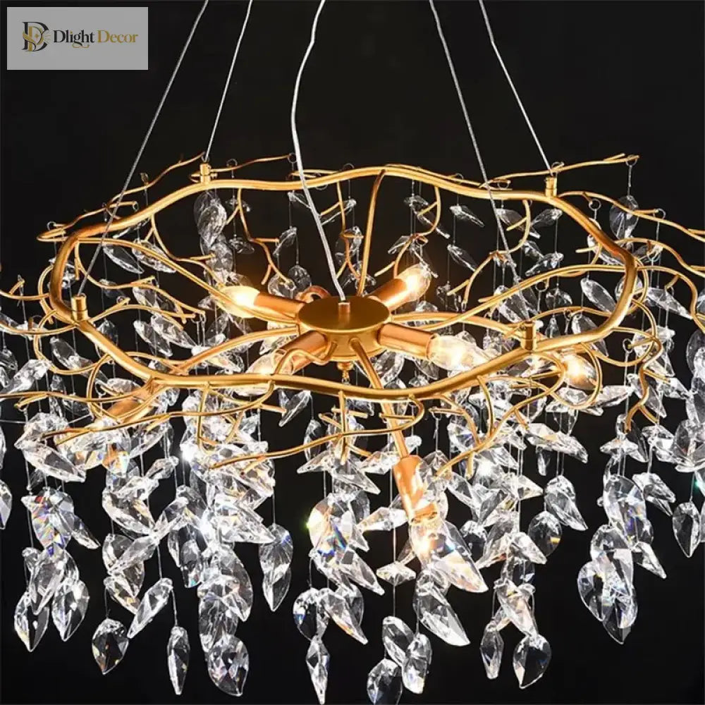 LED Leaf Crystal Chandelier for Dining Room and Bedroom, 4 to 16 Heads – view 6