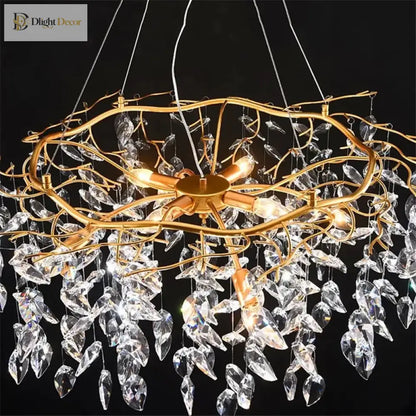 LED Leaf Crystal Chandelier for Dining Room and Bedroom, 4 to 16 Heads – view 6