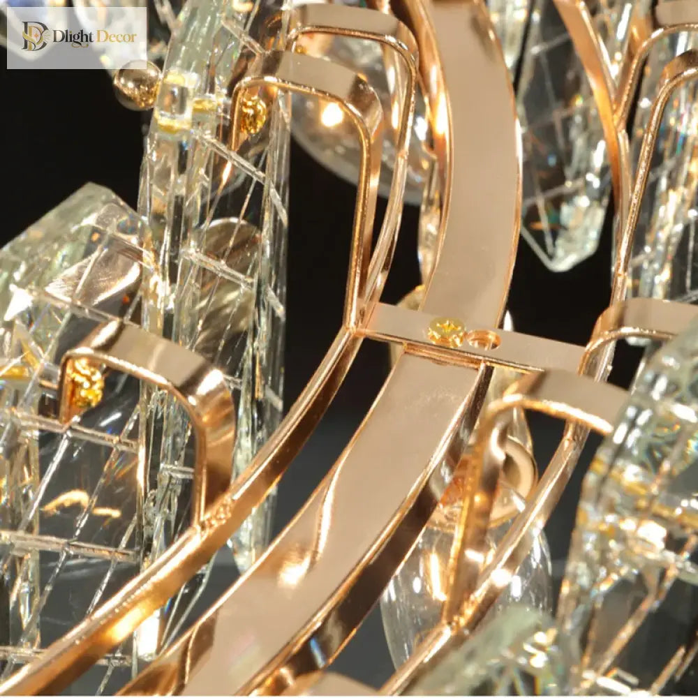Modern Crystal Lustre LED Chandelier, Round or Linear, Low Profile – view 5