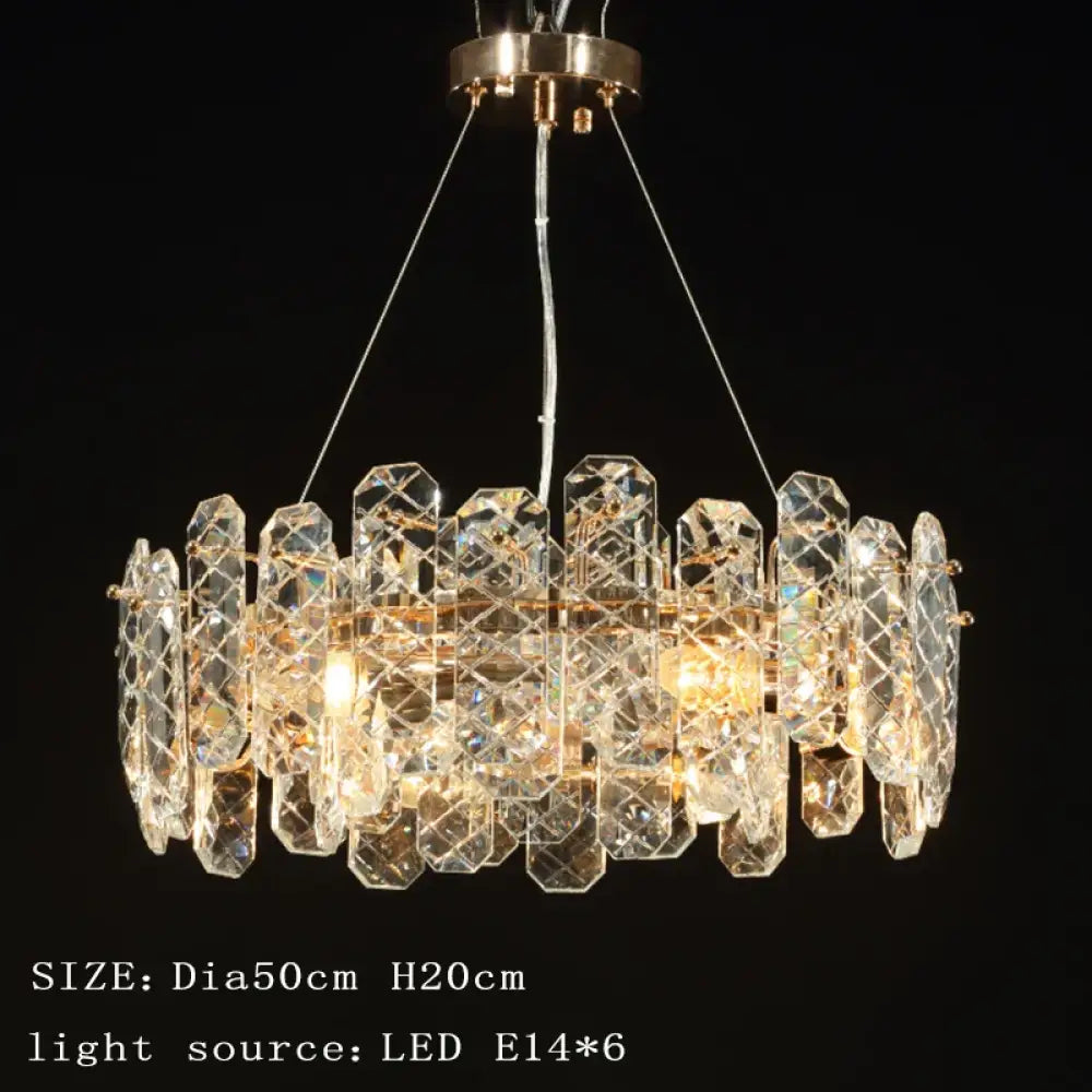 Modern Crystal Lustre LED Chandelier, Round or Linear, Low Profile – view 7